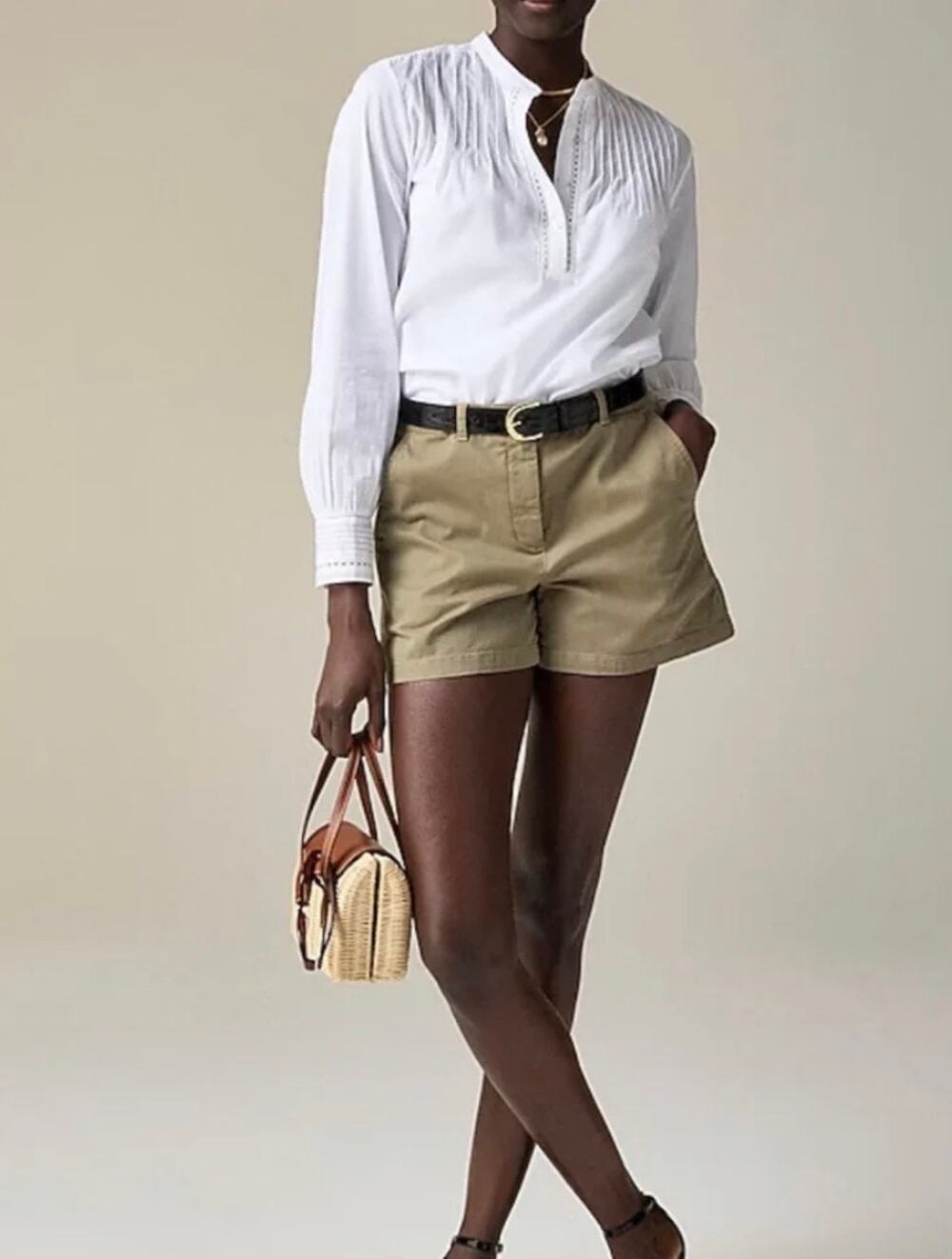 J. Crew Women's 4" Heritage Chino Short SIze 4 Dusty Fatigue Green NEW Preppy